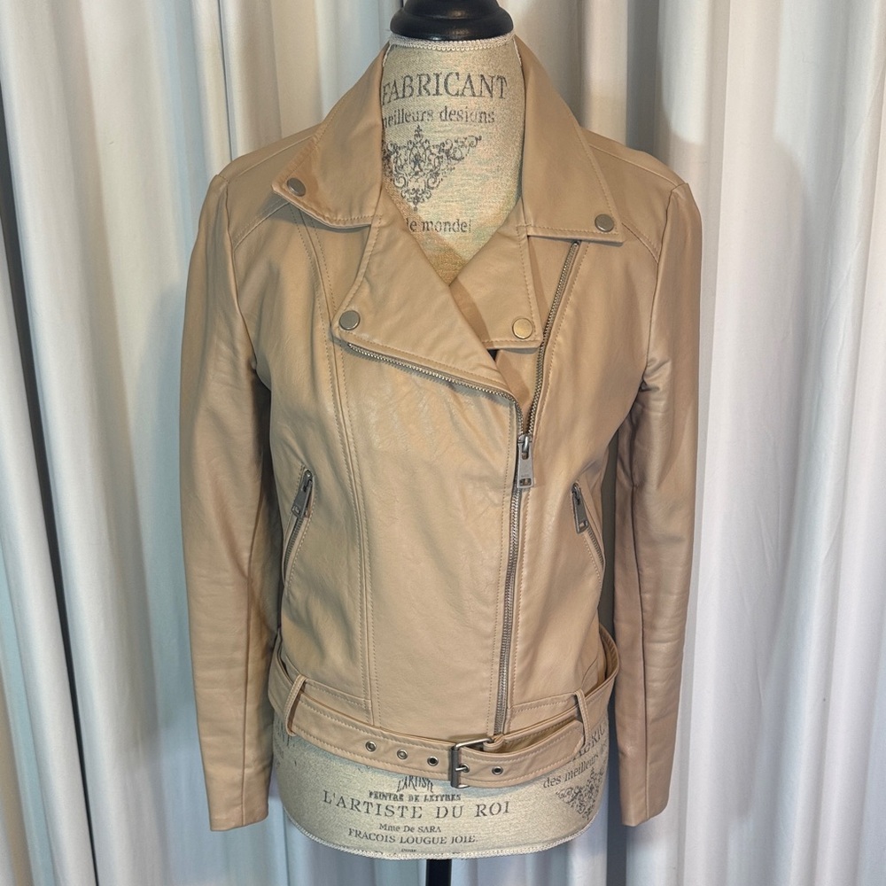 Elodie Women's Tan Leather Moto Jacket